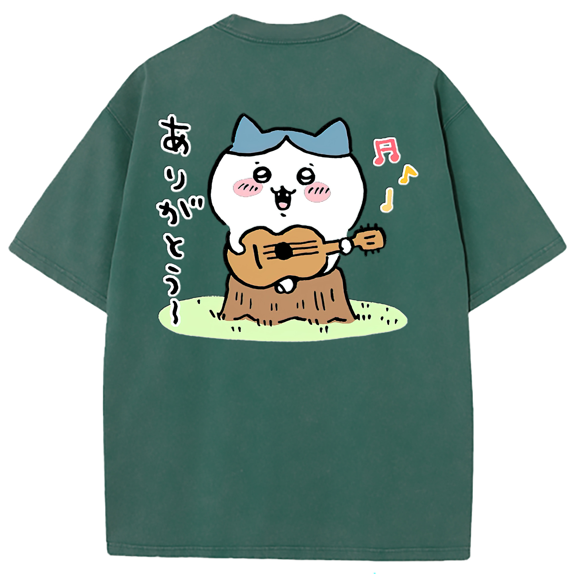 （画像用） ちいかわ ハチワレ Chii-kawa hachiware 綿100% ヴィンテージ風 半袖Tシャツ（背面プリント）